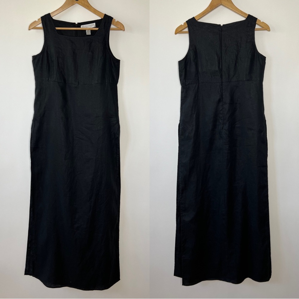 Valerie Stevens Black Euro Summer Linen‎ Maxi Dress Size 4